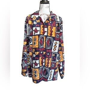 Sara Stephen Vintage Bold Patterned women’s blouse size medium